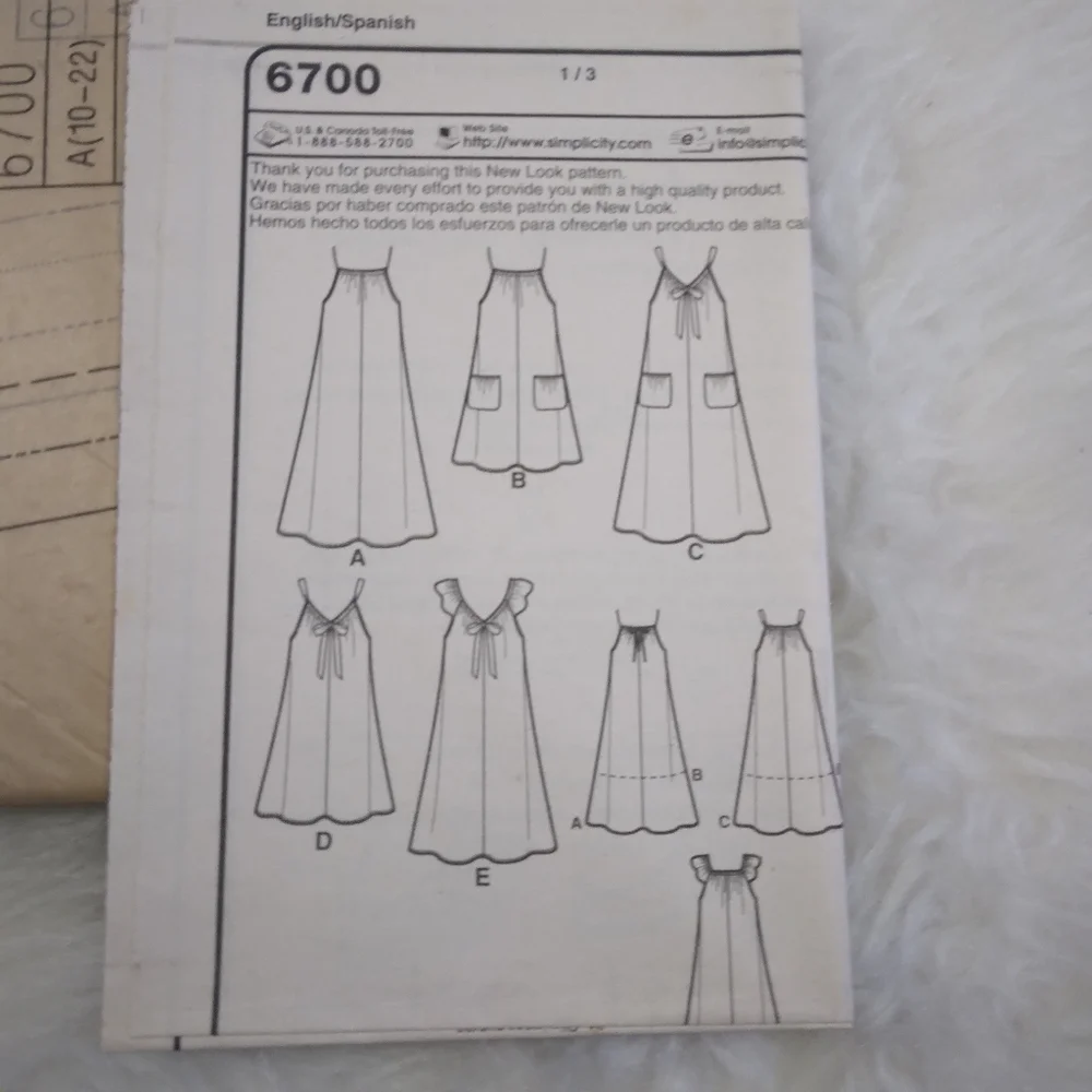 NEW LOOK 6700 SZ 10-22 Easy 2 Hour Dress In 4 Variations And 2 Lengths